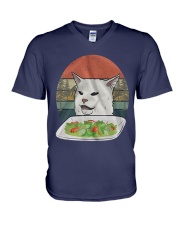 Cat At Dinner V-Neck T-Shirt thumbnail