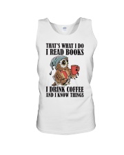 Owl i Read Books i Drink Coffee Unisex Tank thumbnail