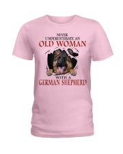 Old Women With Gsd Ladies T-Shirt thumbnail