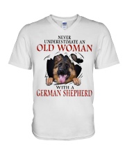Old Women With Gsd V-Neck T-Shirt thumbnail