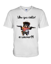 Dachshund Gun V-Neck T-Shirt tile