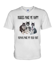 Husky Make Me Happy V-Neck T-Shirt thumbnail