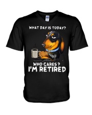 Dachshund Retired V-Neck T-Shirt tile