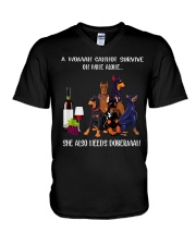 Woman Need Doberman V-Neck T-Shirt thumbnail