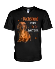 Dachshund Kisses Fix Everything V-Neck T-Shirt tile