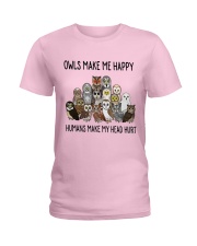 Owls Make Me Happy Ladies T-Shirt thumbnail
