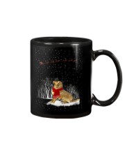Golden retriever watching snow Mug thumbnail
