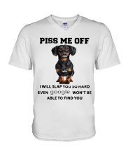 Dachshund Piss Me Off I Will Slap You V-Neck T-Shirt tile