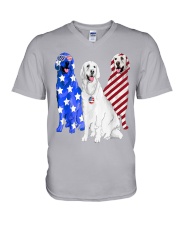 Golden Retriever Flag V-Neck T-Shirt thumbnail