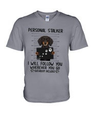 Dachshund Stalker V-Neck T-Shirt thumbnail