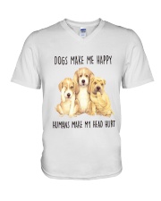 Dogs Make Me Happy V-Neck T-Shirt thumbnail