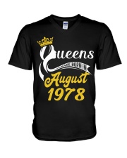 QUEENS ARE BORN IN AUGUST 1978 V-Neck T-Shirt thumbnail