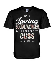 AM A LOVING SOCIAL WORKER V-Neck T-Shirt thumbnail