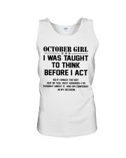 OCTOBER GIRL- Think before act Unisex Tank thumbnail