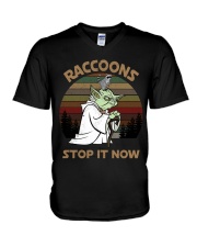 STOP IT NOW RACCOONS V-Neck T-Shirt thumbnail