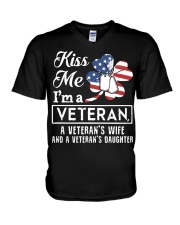 KISS ME VETERAN VETERAN'S WIFE AND DAUGHTER V-Neck T-Shirt thumbnail