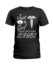 JUST A GIRL WHO WEARS SCRUBS Ladies T-Shirt tile