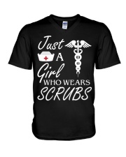JUST A GIRL WHO WEARS SCRUBS V-Neck T-Shirt thumbnail