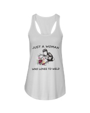 JUST A WOMAN WHO LOVES TO WELD Ladies Flowy Tank thumbnail
