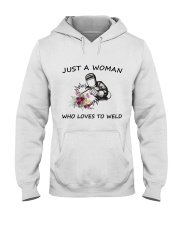 JUST A WOMAN WHO LOVES TO WELD Hooded Sweatshirt thumbnail