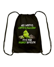 ALL I NEED IS COFFEE AND RACCOON Drawstring Bag thumbnail