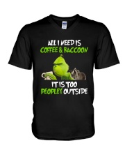 ALL I NEED IS COFFEE AND RACCOON V-Neck T-Shirt thumbnail