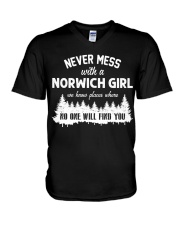 NEVER MESS WITH NORWICH GIRL V-Neck T-Shirt thumbnail