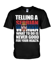 TELLING A SERBIAN WOMAN V-Neck T-Shirt thumbnail