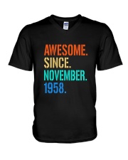 AWESOME SINCE NOVEMBER 1958 V-Neck T-Shirt thumbnail