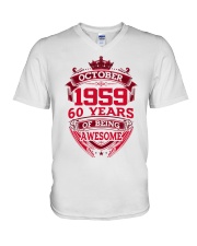 HAPPY BIRTHDAY OCTOBER 1969 V-Neck T-Shirt thumbnail