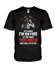 WELDER IS ON FIRE V-Neck T-Shirt thumbnail