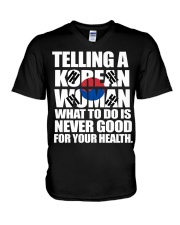 TELLING A KOREAN WOMAN V-Neck T-Shirt thumbnail