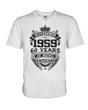 HAPPY BIRTHDAY NOVEMBER 1959 V-Neck T-Shirt thumbnail
