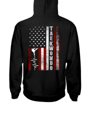 Taekwondo Heartbeat USA Flag Hooded Sweatshirt back