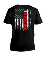 American Flag Bowling Backside V-Neck T-Shirt tile