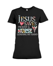 I'm just a nurse lending my hand Premium Fit Ladies Tee tile
