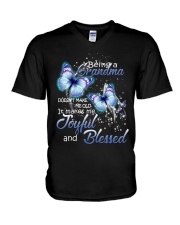 Being a grandma makes me joyful and blessed V-Neck T-Shirt tile