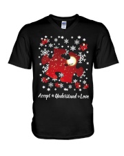 Autism Accept understand love Christmas Shirt V-Neck T-Shirt thumbnail