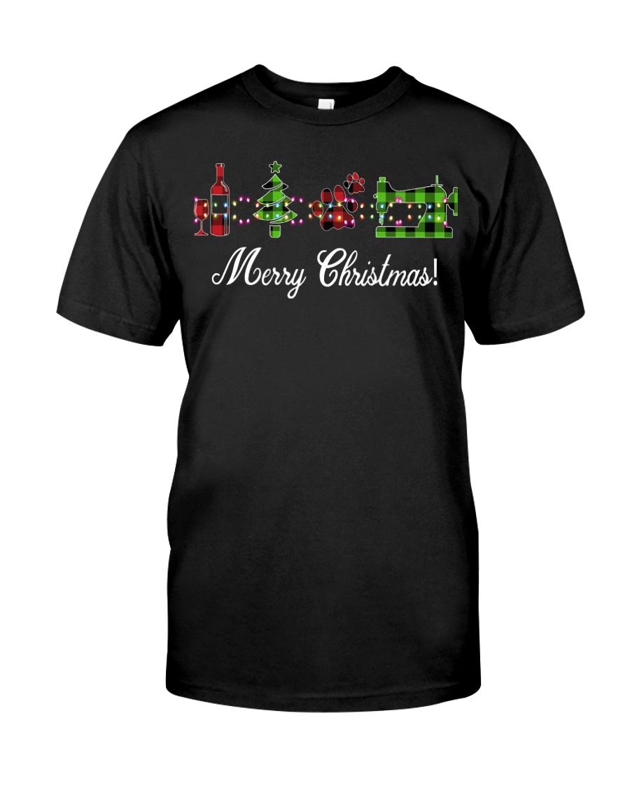 Sewing quilting Wine Merry Christmas shirt Classic T-Shirt