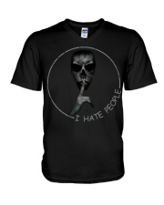 Skull silent I hate People shirt V-Neck T-Shirt thumbnail