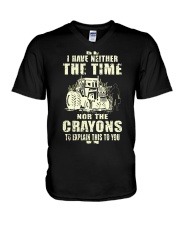I Have Neither The Time Nor The Crayons Tractor V-Neck T-Shirt thumbnail