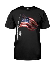 Fishing American Flag Fisherman Classic T-Shirt front