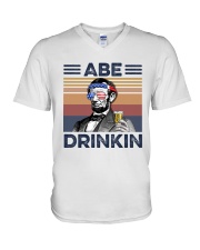 US Beer Abe Drinkin V-Neck T-Shirt thumbnail