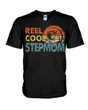 Funny Retro Reel Cool Stepmom Fishing Mothers Day V-Neck T-Shirt thumbnail