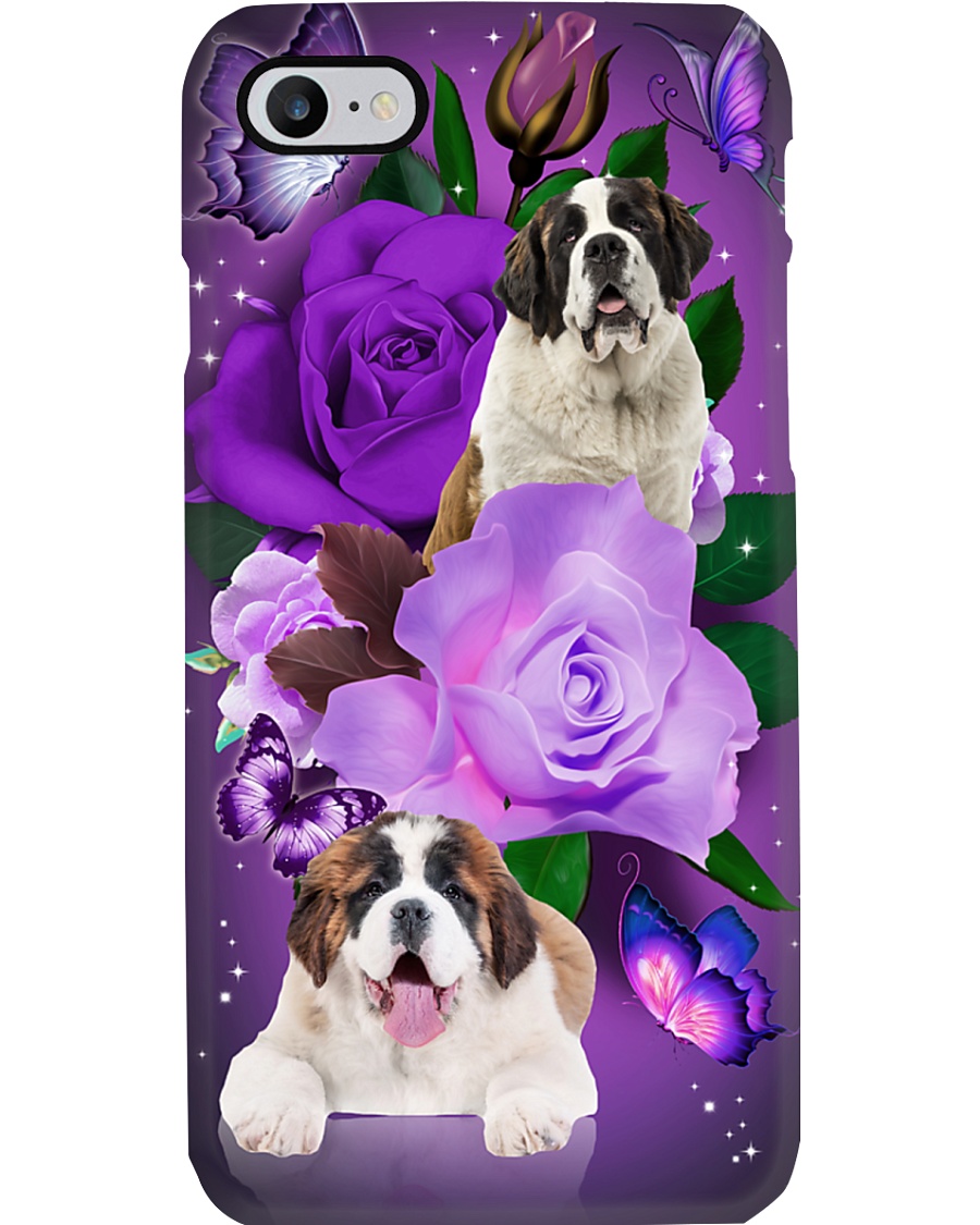 Dog - Saint Bernard Purple Rose Phone Case