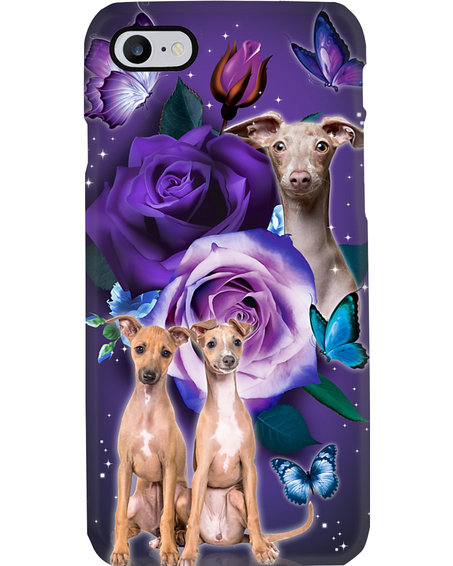 Dog - Italian Greyhound Purple Rose Phone Case