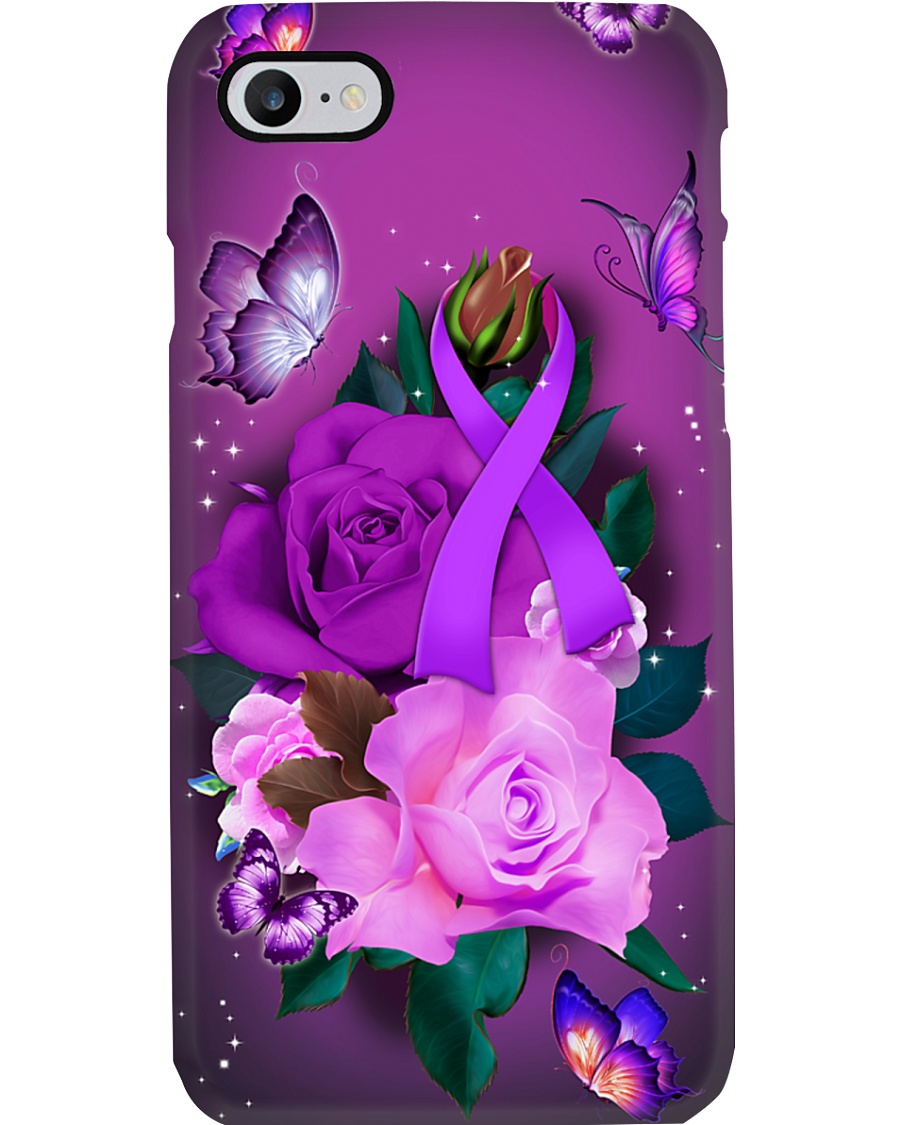 Alzheimer's Awareness - Purple Ribbon and Rose Phone Case
