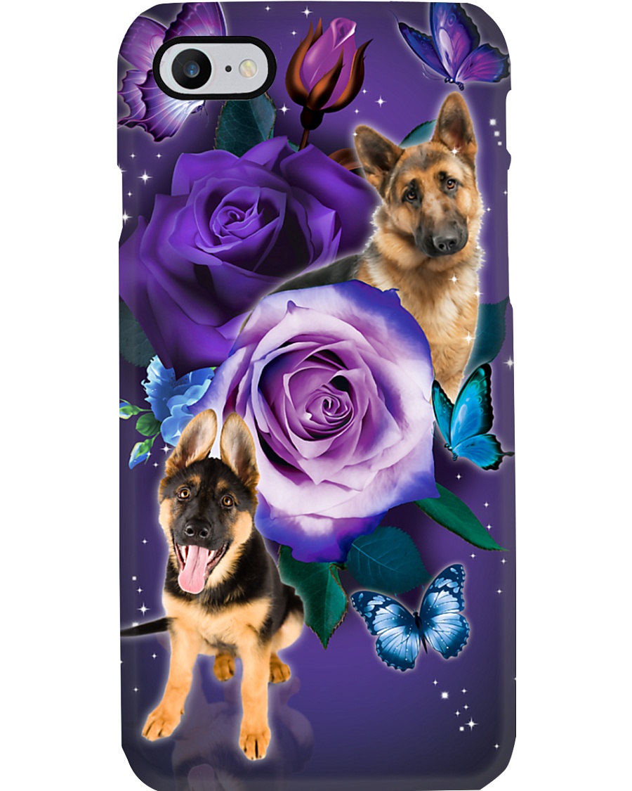 Dog - German Shepherd Purple Rose Phone Case