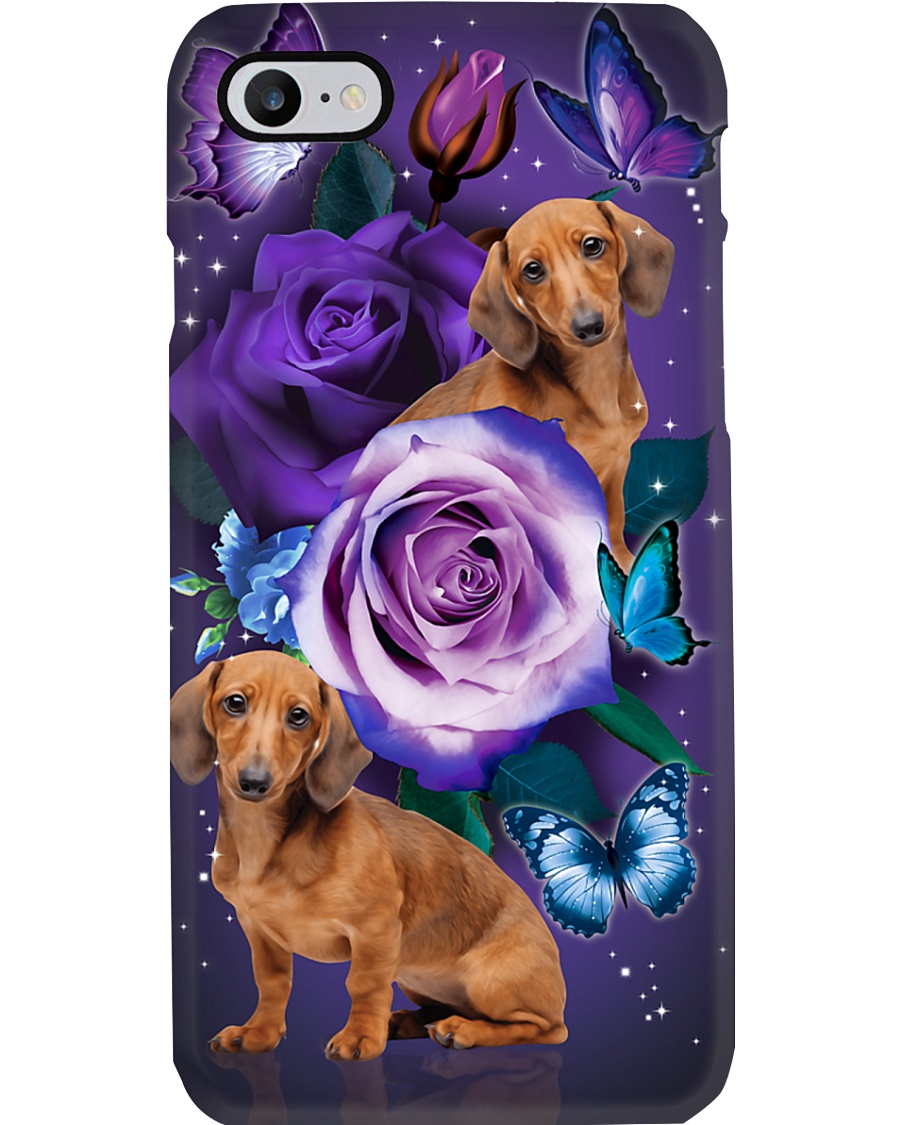 Dog - Dachshund Purple Rose Phone Case