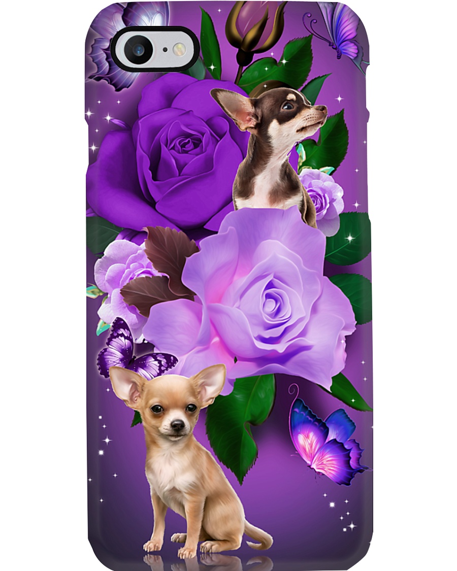 Dog - Chihuahua Purple Rose Phone Case